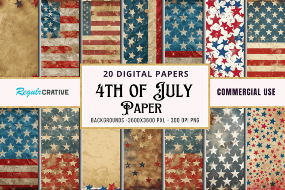 4th of July Digital Paper Bundle: Elevate Your Patriotic Projects