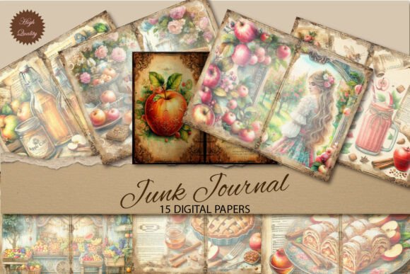 Apple Watercolor Junk Journal Paper: A Harvest of Vintage Charm