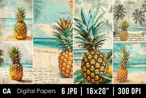 Bring Coastal Charm to Your Projects with Vintage Pineapple Journal Pages
