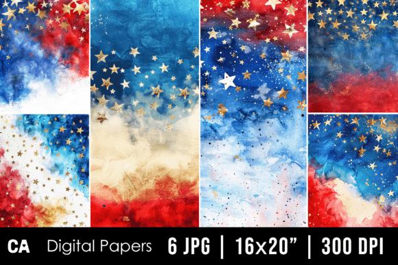 Celebrate with Abstract Watercolor Patriotic Backgrounds
