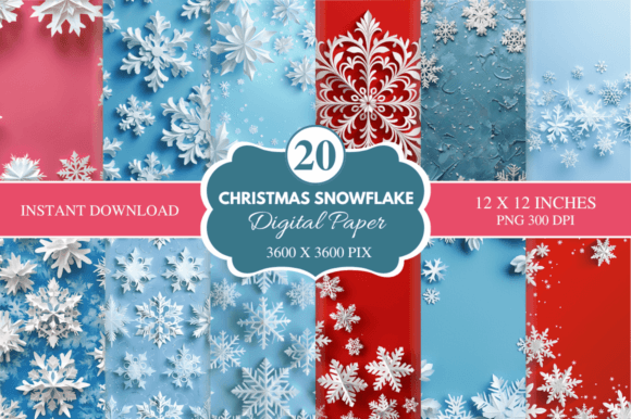 Christmas Snowflake Digital Paper Bundle: Your Holiday Design Toolkit