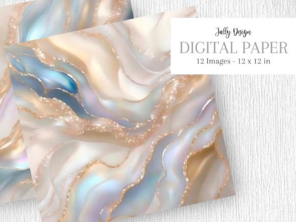 Crafting Serene Digital Canvases with Elegant White & Blue Nacre Textures