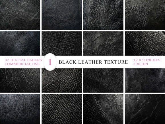 Elevate Your Designs with Black Leather Texture Background Bundle