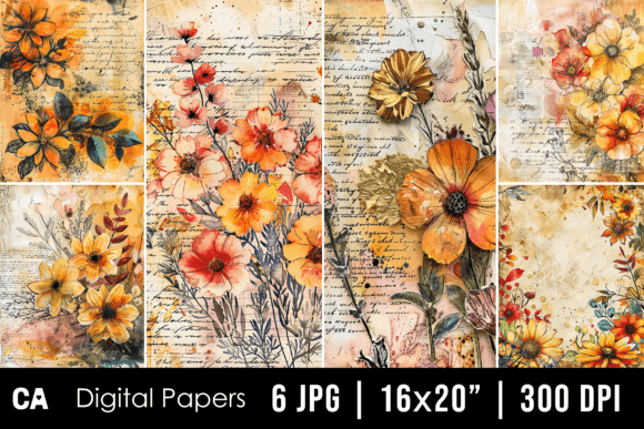 Embrace Autumn’s Charm: Vintage Floral Junk Journal Pages