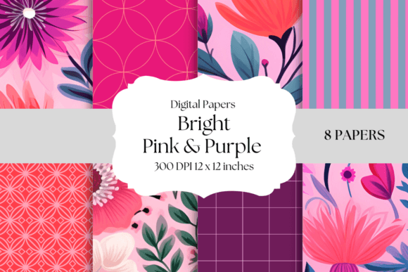 Infuse Energy with Bright Pink and Purple Digital Papers