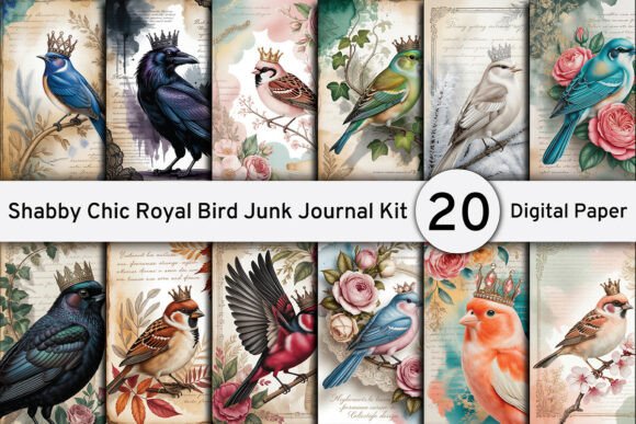 Shabby Chic Royal Bird Junk Journal Kit: Timeless Elegance for Every Design
