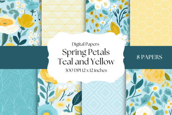 Spring Petals - Teal and Yellow: A Fresh Visual Voice