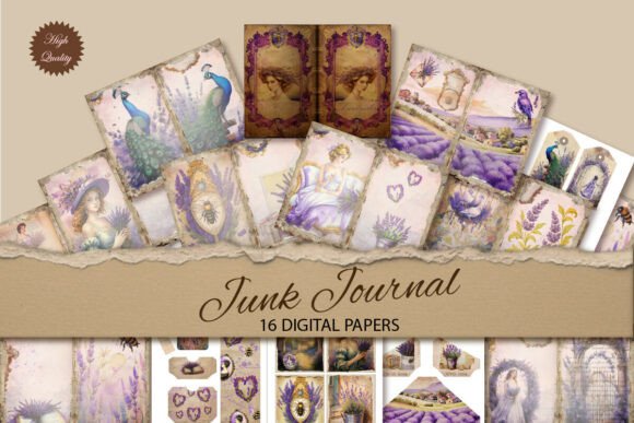 The Soft Charm of Lavender Junk Journal Paper Backgrounds