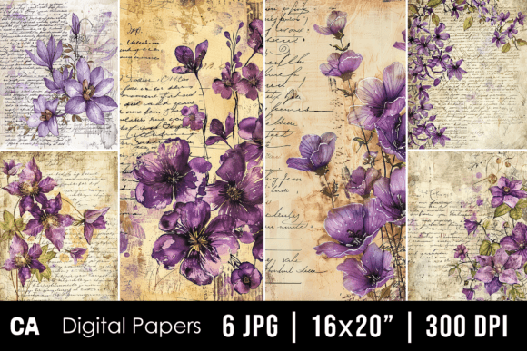 Timeless Elegance: Styling with Vintage Purple Floral Journal Pages
