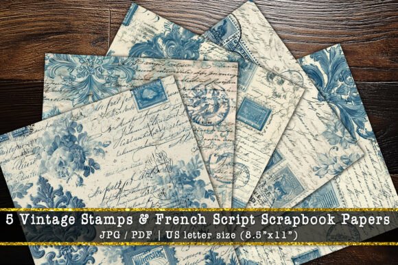 Timeless European Elegance: Vintage French Script Scrapbook Papers