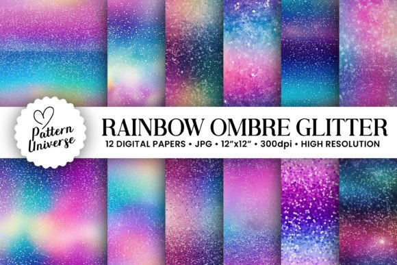 Transform Your Projects with Rainbow Ombre Glitter Digital Papers