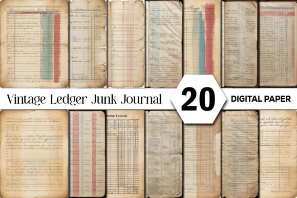 Vintage Ledger Junk Journal Background: Authentic Texture for Modern Design