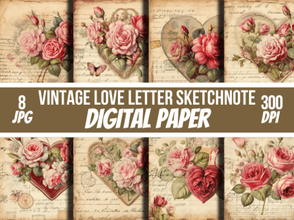 Vintage Love Letter Sketchnote Papers: Your Creative Toolkit
