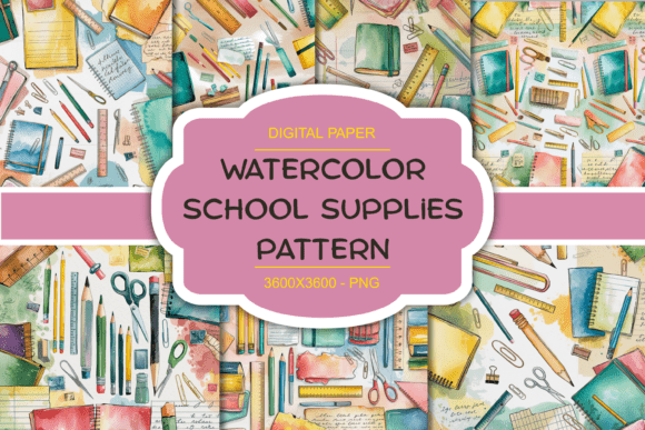 Watercolor School Supplies Pattern: A Fresh Take on Educational Design