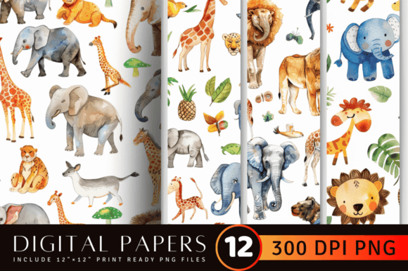Watercolor Zoo Animals Digital Paper: A Creative Asset for Modern Projects